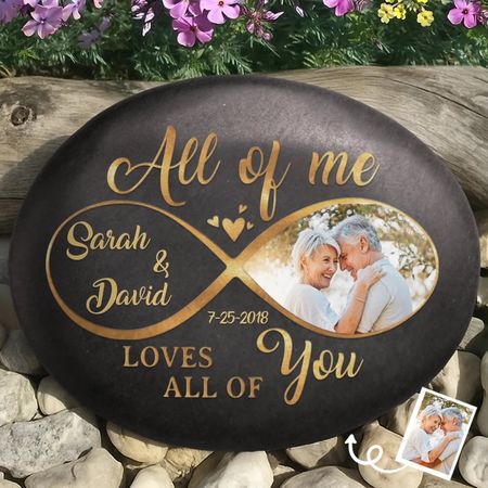 Custom Photo Printed Rock - Personalized Anniversary Wedding Gifts For Husband And Wife, Him And Her - Love Without End Forever